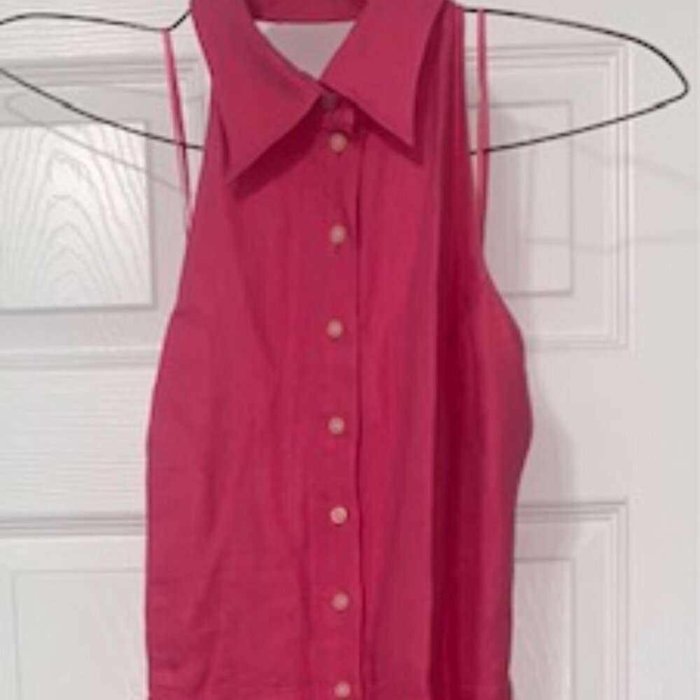 Ralph Lauren Fuchsia Openback , Self-tie waist belt, and button closure